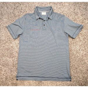 LinkSoul Polo Shirt Mens Large Blue Stripe Tempus Fugit Golf Short Sleeve